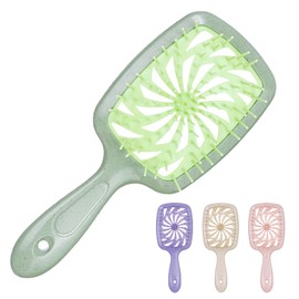 Eastrise Hair Brush for Women, Men, and Children – Unique Spiral Design with Flexible Soft-Pin Bristles for Detangling Wet/Dry Hair, Lightweight Vented Handle(Green)