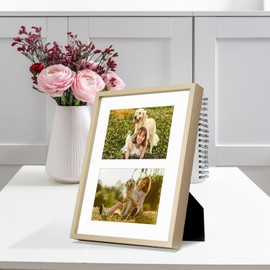 Golden State Art, 4x6 Aluminum Collage Frame, Displays 6x4 Pictures With 2 Openings Mat or One 8x10 Photo, Real Glass, Portrait/Landscape Wall/Tabletop Display, Gold, 1 Pack