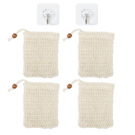4 Pieces Bubble Mesh Bags And 2 Pieces Clear Hooks, Hanging Soap Mesh Bags, Shower Accessories, Bathroom Supplies