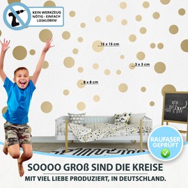 ELES VIDA - Golden Wall Sticker Dots for Children's Room - 100 Wall Stickers Set - Pastel Colours for Baby to Stick on Sticker Wall Decoration - Wall Foil Dots Circles - From Germany