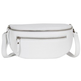 AmbraModa GLX2 Unisex Small Waist Bag Bum Bag Shoulder Bag Made of Genuine Leather, White, Waist bag, bum bag, shoulder bag
