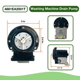 4681EA2001T Washer Drain Pump Compatible with LG & Kenmore Washer Models AP5328388, 4681EA1007G, 4681EA1007D Fits WM2101HW, WM3270CW, WM3431HS, WM3770HVA Washing Machines