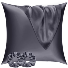 Vielit 2 Pack Satin Pillowcase for Hair and Skin,Soft as Silk Pillowcases for Hair and Skin,Easier Care than Silk Pillow Case Blue Purple Pillowcases for 80x80cm Pillow Envelope & 2 Scrunchies