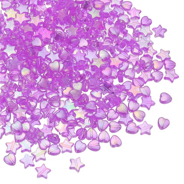 PATIKIL 9-11 mm Acrylic Round Beads, 1000 Pcs Heart Star