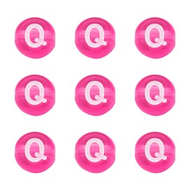 370pcs Transparent Acrylic Alphabet Letter Beads 7mm Flat Round Disc Coin A-Z White Letter Pattern Loose Spacer Beads Charms for DIY Necklace Bracelet Jewelry Making, Magenta