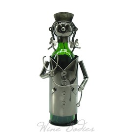WINE BODIES Nice Nurse Metal Wine Bottle Holder, Charcoal
