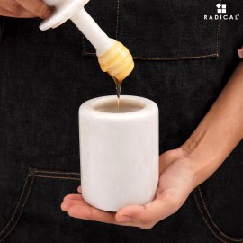 Marblous Krafts Marble Honey Jar with Dipper & Lid |5.5" Storage Jar for Honey, Syrup Condiments