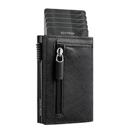 Wallet for Men with Zipper Slim Smart Pop Up Wallet RFID Blocking Credit Card Holder Minimalist Mens Wallet with Money Clip