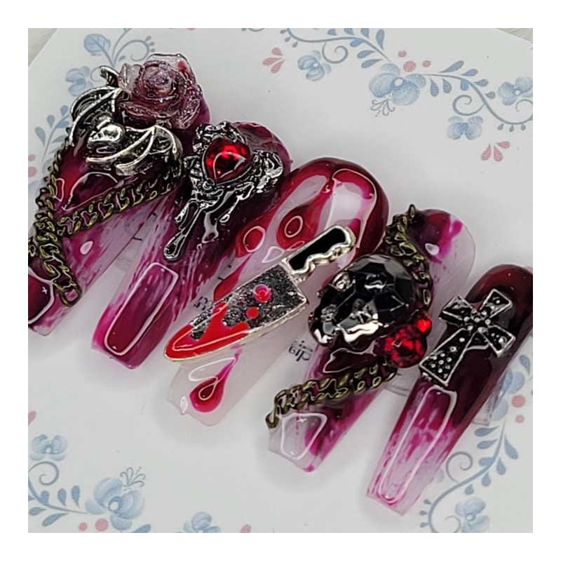 Halloween Horror Homemade Nail Tips - Water Drops / 할로윈