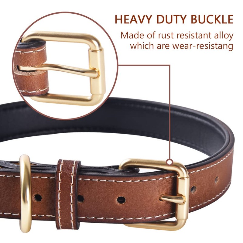 Genuine Leather Padded Dog Collar Comfortable Strong Soft Collars Best