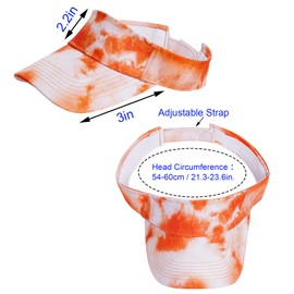 Marrywindix 1 Piece of Tie Dye Colorful Sport Wear Athletic Visor Sun Sports Visor Hat Visor Adjustable Cap for Women and Men (Tie Dye Orange)