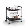 SunnyPoint 2-Tier Metal Rolling Utility Cart – Mobile Storage Shelf