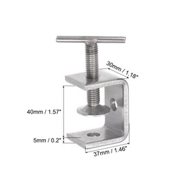 sourcing map C Clamp 40 mm C Screw Clamp Stainless Steel 304 C Clamps with T Bar Handle for Woodworking Welding Building Clamps DIY
