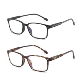 BLUEMOKY Blue Light Reading Glasses Men Women, Computer Glasses 2 Pack, Bluelight Blocking Reader, Rectangle Frame, Anti Eyestrain 125