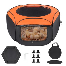 Chick Brooder Box, Upgrade Double Door Brooder Box for Chick Starter Kit, Pop-Up Baby Chicken Pen Supplies Brooding Up to 15 Baby Chicks, Duck and Quail