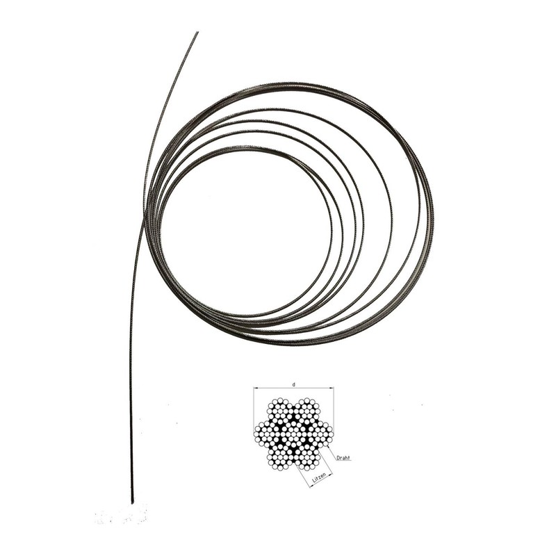 Wire Rope 4 mm 10 m Stainless Steel 7X19 EN