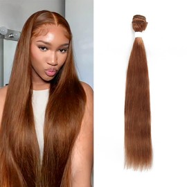 ijoy Human Hair Bundle Straight Bundle Human Hair 16 Inch Light Brown Brazilian Human Hair Bundle 1 Bundle 30# Color
