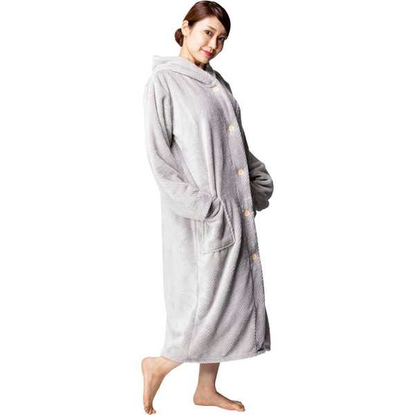 Iris Plaza Fondan FDPRW-110SGY Wear Blanket, Men's, Women's, Made with Extra Fine Micro Mink Fur, Hooded, Length 45.3 inches (115 cm), Machine Washable, Worn Blanket, Energy Saving, Silver Gray