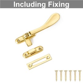 TERF® 100mm Heavy Duty Traditional Victorian Design Polished Brass Window Casement Fast Hook 100mm (4 inch) including Fixing Screw - Pack of 2