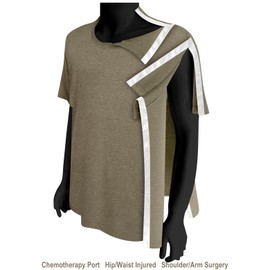 Shoulder Surgery Recovery Shirts Unisex Post Surgery Shirt Left and Right Side Snap Access Recovery T Shirt for Women Men (3X-Large, brown-73)