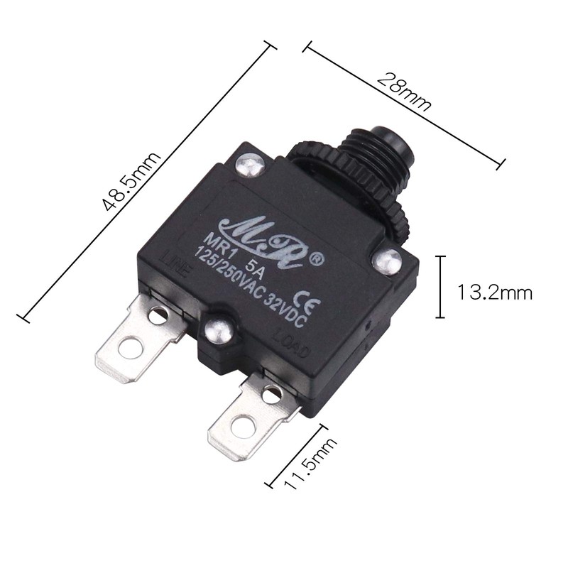 RKURCK 5 Amps Thermal Circuit Breakers, 125/250V AC 32V DC