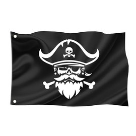 Pirate Flag / 60 x 40 cm / 23.6 x 15.7 Inches / Weatherproof with Eyelets / Outdoor and Indoor / Flag for Flagpole /100% Polyester (Skull 3 (Size S))