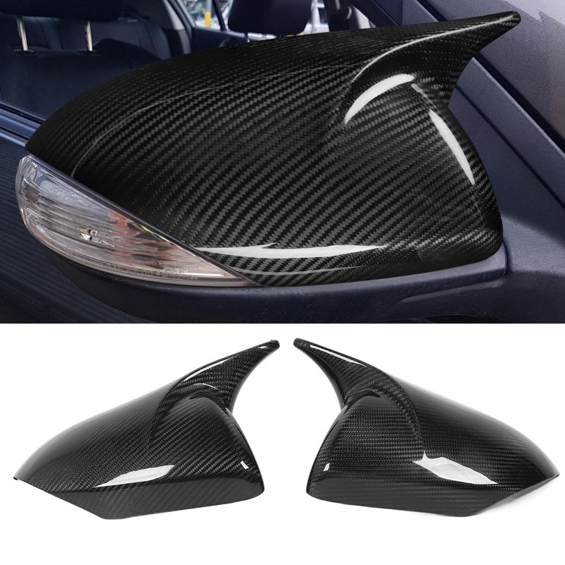 1 Pair Rearview Mirror Cap Carbon Fiber Horn Style Protective