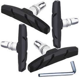 VANSIHO V-Brake Pads Set, 2 Pair Road Bike Brake Shoes with Hex Nut and Shims for Mountain Bicycle Front and Back Wheel, No Noise, No Skid, for Road Use (Red)