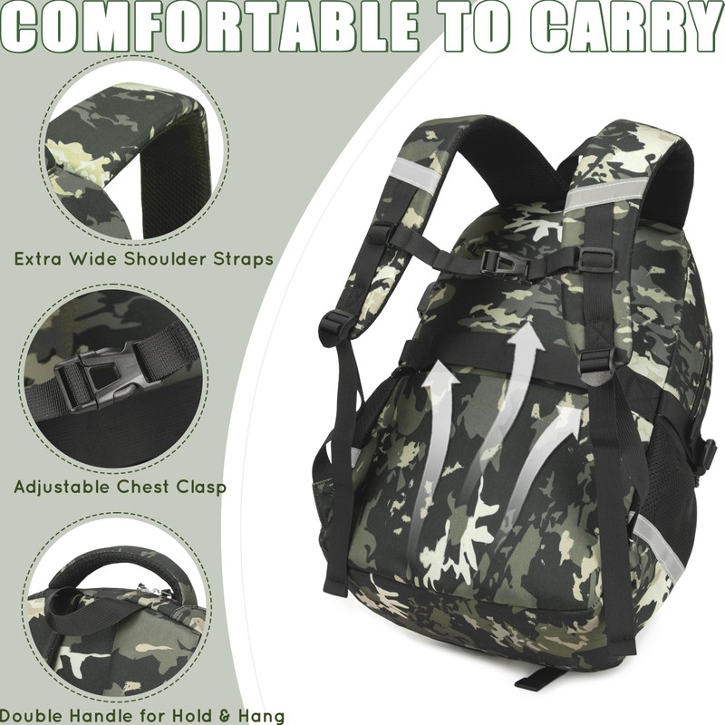 Tecoloy Camo Backpack for Boys, 3PCS Tactical Kids Backpack Boys