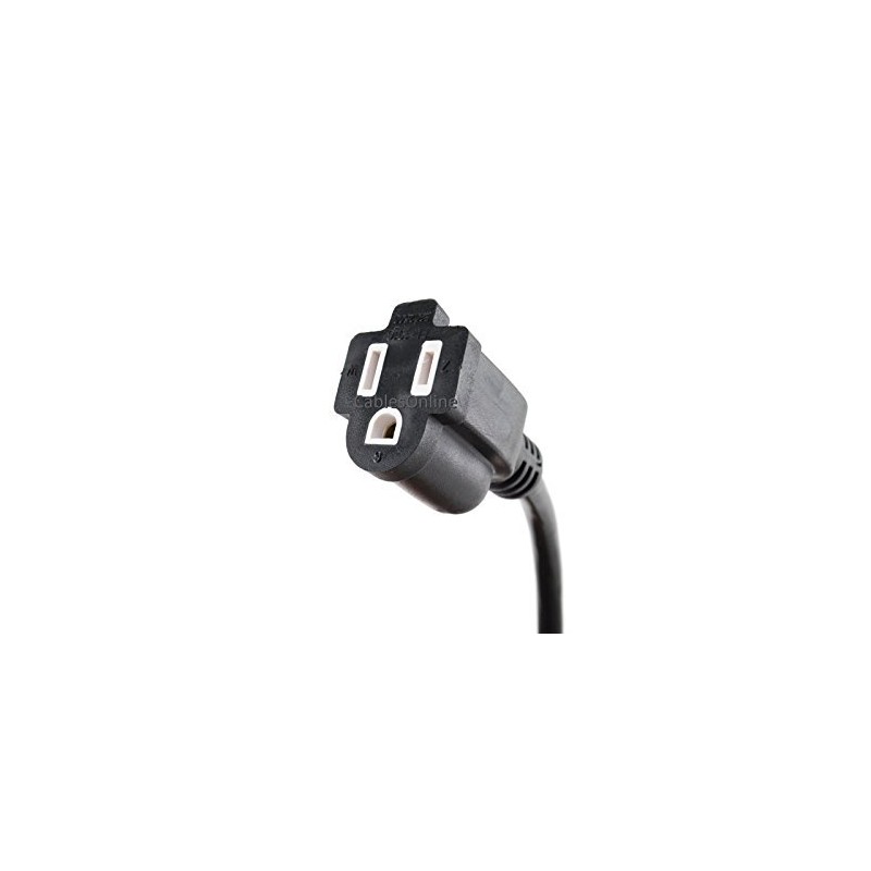CablesOnline 12in Flat Plug Power Extension Cord/Cable, NEMA 5-15P to