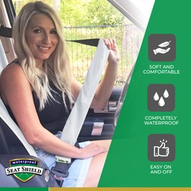 Waterproof SeatShield Seatbelt Covers - Removable Car Seat Belt Cover for Women, Men, Kids - Gray 20 in Long Waterproof Seat Belt Cushion with Protection from Sweat and Odor for All Vehicles