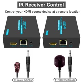 SGEYR HDMI 1.4 Extender 120M/394FT Over Single Cat5/5e/6/7 HDMI Repeater 4K HDMI Transmitter und Receiver Support 4K@30Hz 1080p 3D HDMI1.4 HDCP1.4