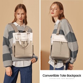 LOVEVOOK Women's Small Small City Backpack Handbag 2 in 1 Backpack Bag, Mini Bag Daypack Backpack Women Elegant for Leisure Travel Work, 1- Beige Khaki, Traditional Backpacks
