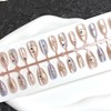 30pcs HandmadePress On Nails Medium Fake Nails with 3D Gold
