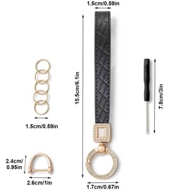 Taasmoog Car Key Fob, Key Fob for Women, Leather Keyring Car Women, Keychain for Men/Women are Gifts for Family, Friends, black