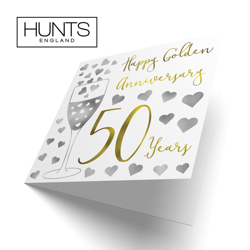 Hunts England - 50th Wedding Anniversary Card - Happy Golden