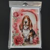 Caroline's Treasures DAC4349GCA7P Basset Hound Valentine Roses Greeting Cards Pack