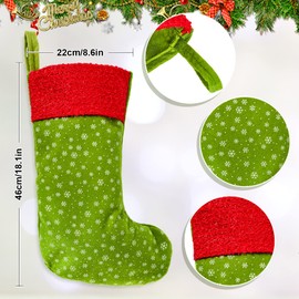 Whaline 4 Pack 18 Inch Christmas Stocking Red Green Hanging Stocking with White Snowflake Felt Favor Treat Bag Candy Pouch Holder for Fireplace Gift Present Xmas Tree Decoration