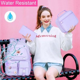 CCJPX 3PCS Laptop Backpack for Gilrs, 16 inch Elementary School Laptop Bag College Bookbag, Anti Theft Daypack Set for Teens Students Women - Purple