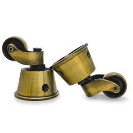 LEPEVNEY Swivel Caster Wheels Cup Type Solid Brass Castor for High Load Capacity Furniture, Universal Wheel Castors for Armchairs Sofas Beds, Antique Polished,φ1.77 / 45mm 2 PCS Brown