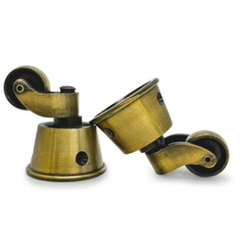 LEPEVNEY Swivel Caster Wheels Cup Type Solid Brass Castor for High Load Capacity Furniture, Universal Wheel Castors for Armchairs Sofas Beds, Antique Polished,φ1.77 / 45mm 2 PCS Brown
