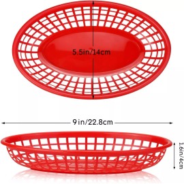 GothaBach 24 Pack Fast Food Baskets, Plastic Fast Food Restaurant Baskets, Bread Fry