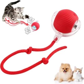 Interactive Cat Toys Ball, Newly Upgraded Automatic with Elastic Tail Rope and USB Charging. Stimulates Hunting Instincts and Promotes Exercise. Interactive Cat Toys for Bored Indoor Adult Cats