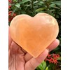 GAF TREASURES Orange Selenite Gemstone Hearts, Polished Orange Selenite Puffy