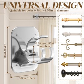 No Drill Curtain Rods for Windows – Renter Friendly, Self-Adhesive Curtain Rod Holder Easy Install, Adjustable Brackets, Supports Up to 20 Pounds, Perfect for Kitchen, Bedroom, and Bathroom