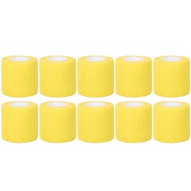 Vendaje Elástico Desechable de 10 Piezas, Vendajes Cohesivos Autoadhesivos, Vendaje Elástico Autoadhesivo Multifunción a Prueba de Golpes, Antideslizante, Correas para Manija de Tatuaje,(amarillo)