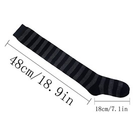 Mujer Calcetines de rayas más de la rodilla tubo Algodón Largo Medias W001, Rojo