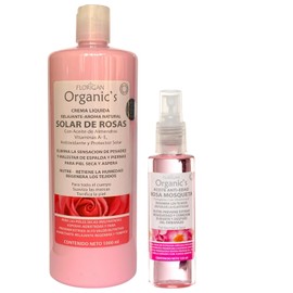 Florigan Set: Aceite Anti-Edad Rosa Mosqueta con Vitamina E y Crema Relajante Solar de Rosas Línea Organics