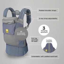 LÍLLÉbaby 3-in-1 Ergonomic CarryOn Airflow - Toddler Carrier - with Lumbar Support & Breathable Mesh - for Children 25-60 lbs - Perfect for Hiking, Travel and Everyday Family Events - Chambray