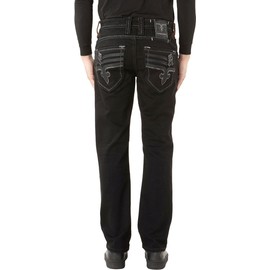 Rock Revival - Mens Justinn J203R Straight Jeans, Color Black, Size: 28W x 32L
